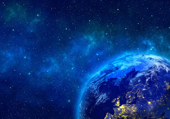 Wall Mural - planet earth in space, by night. elements of this image furnished by nasa. 3d rendering.