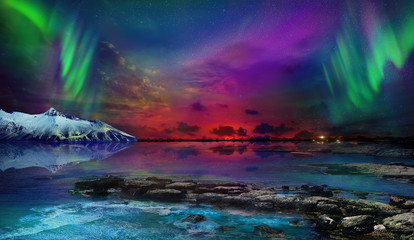 Beautiful northern lights of the northern part of the planet