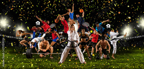 Naklejki sport  ogromny-multisportowy-kolaz-taekwondo-tenis-pilka-nozna-koszykowka-itp