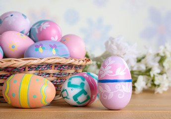 Closeup of Colorful Painted Easter Eggs