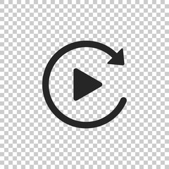 Poster - Video play button like simple replay icon isolated on transparent background. Flat design. Vector Illustration