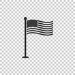 National flag of USA on flagpole icon isolated on transparent background. American flag sign. Flat design. Vector Illustration