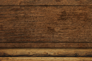 Poster - Old oak Wooden table and background wall.