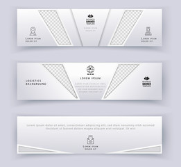 Wall Mural - Business white banner template, Logistics horizontal template. Abstract cover header background template for website design,