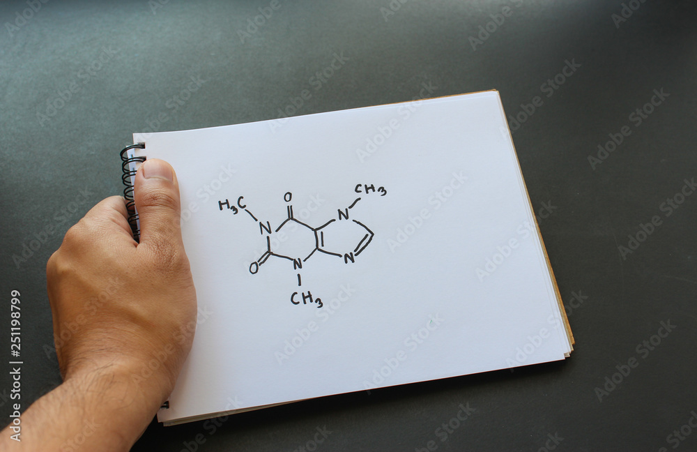 chemical structure of a caffeine molecule Stock Photo | Adobe Stock