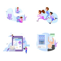 Wall Mural - Collection of people scenes, flat style illustration. Concept design.
