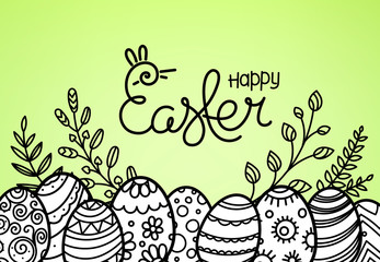 Poster - Easter greeting card with rabbit silhouette
