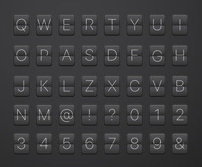 Poster - English alphabet and digits on scoreboard. Vector template