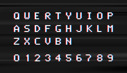 Poster - Retro digital type. Computer video game stule alphabet