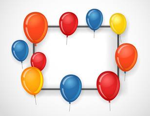 Poster - Empty frame with color balloons. Party announcement vector template