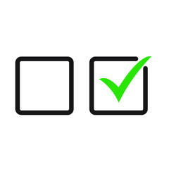 Checkbox set with blank and checked checkbox vector icon.