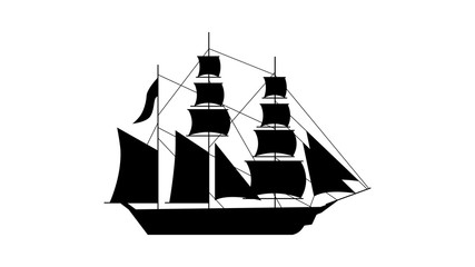 Poster - Old ship silhouette icon. Element of ship icon. Premium quality graphic design icon. Signs and symbols collection icon for websites, web design, mobile app