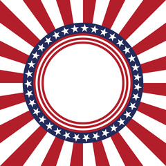 USA star vector pattern round frame. American patriotic circle border with stars and stripes pattern.