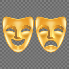 Theatre masks isolated on dark vector illustration