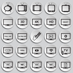 Fototapete - TV icons set on plates background for graphic and web design, Modern simple vector sign. Internet concept. Trendy symbol for website design web button or mobile app