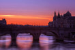 Sunset over the Seine river in Paris, France