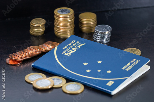 New Brazilian Pport Money And Some American Coins On Brazilian Money And Some American Coins