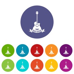 Poster - Guitar icons color set vector for any web design on white background