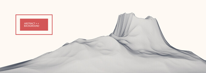 Wireframe landscape background. Futuristic vector illustration.