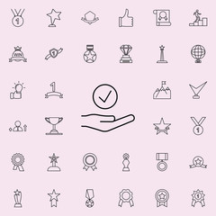 Poster - hand sign checked icon. Succes and awards icons universal set for web and mobile