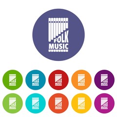 Poster - Flute pan icons color set vector for any web design on white background