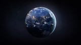 Nightly Earth globe in the outer space. City lights on planet. Civilization. Elements of this image furnished by NASA