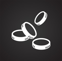 Fototapete - Coin icons set on black background for graphic and web design, Modern simple vector sign. Internet concept. Trendy symbol for website design web button or mobile app