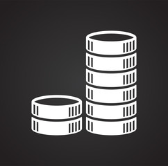 Fototapete - Coin icons set on black background for graphic and web design, Modern simple vector sign. Internet concept. Trendy symbol for website design web button or mobile app