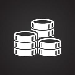 Fototapete - Coin icons set on black background for graphic and web design, Modern simple vector sign. Internet concept. Trendy symbol for website design web button or mobile app