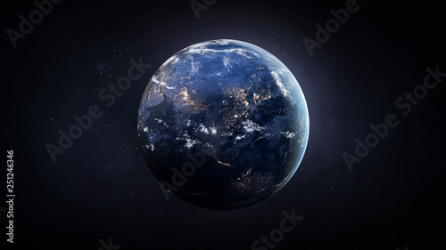 Cuadros en Lienzo Nightly Earth globe in the outer space