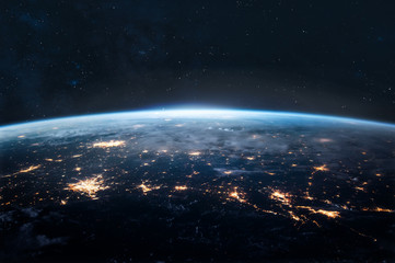 planet earth in the night. space at the horizon. elements of this image furnished by nasa