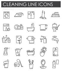 Poster - Cleaning icon set on white background for graphic and web design, Modern simple vector sign. Internet concept. Trendy symbol for website design web button or mobile app