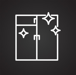 Poster - Glass cleaning line icon on black background for graphic and web design, Modern simple vector sign. Internet concept. Trendy symbol for website design web button or mobile app
