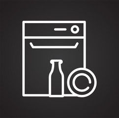 Poster - Glassware cleaning line icon on black background for graphic and web design, Modern simple vector sign. Internet concept. Trendy symbol for website design web button or mobile app