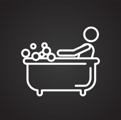 Poster - Bathroom line icon on black background for graphic and web design, Modern simple vector sign. Internet concept. Trendy symbol for website design web button or mobile app