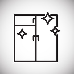 Poster - Glass cleaning line icon on white background for graphic and web design, Modern simple vector sign. Internet concept. Trendy symbol for website design web button or mobile app