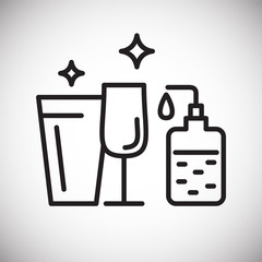 Poster - Glassware cleaning line icon on white background for graphic and web design, Modern simple vector sign. Internet concept. Trendy symbol for website design web button or mobile app