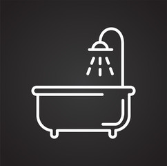 Poster - Bathroom line icon on black background for graphic and web design, Modern simple vector sign. Internet concept. Trendy symbol for website design web button or mobile app