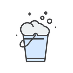 Poster - Bucket line icon on white background for graphic and web design, Modern simple vector sign. Internet concept. Trendy symbol for website design web button or mobile app