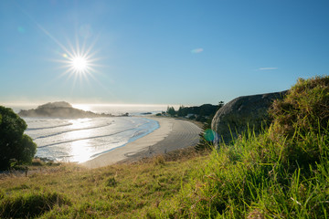 Canvas Print - Coastal view from Mount Maunganui along Bay of Plenty coast.