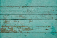 Emerald Green Colored Horizontal Wooden Wall Background, Surface With Weathered Paint, Vintage Backdrop