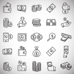 Fototapete - Money line icons set on white background for graphic and web design, Modern simple vector sign. Internet concept. Trendy symbol for website design web button or mobile app