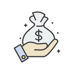 Fototapete - Cash bag line icon on white background for graphic and web design, Modern simple vector sign. Internet concept. Trendy symbol for website design web button or mobile app