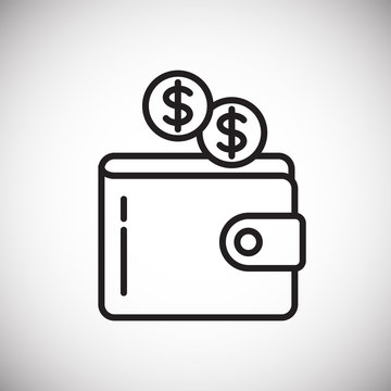 Wallet cash line icon on white background for graphic and web design, Modern simple vector sign. Internet concept. Trendy symbol for website design web button or mobile app