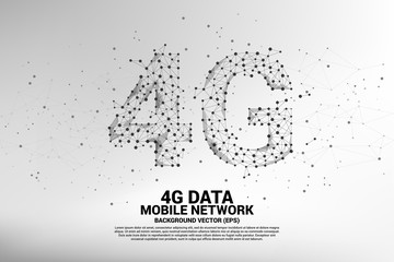 Poster - Vector Polygon dot connect line shaped 4G mobile network. Concept for mobile phone data sim card technology.