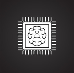 Poster - Brain cloud storage icon on black background for graphic and web design, Modern simple vector sign. Internet concept. Trendy symbol for website design web button or mobile app