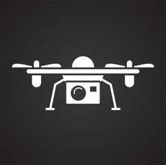 Poster - Drone icon on black background for graphic and web design, Modern simple vector sign. Internet concept. Trendy symbol for website design web button or mobile app