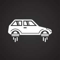Poster - Flying car icon on black background for graphic and web design, Modern simple vector sign. Internet concept. Trendy symbol for website design web button or mobile app