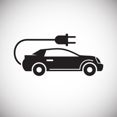 Poster - Electric car icon on white background for graphic and web design, Modern simple vector sign. Internet concept. Trendy symbol for website design web button or mobile app