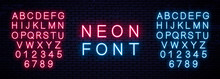 Realistic Neon English Alphabet. Vector Illustration